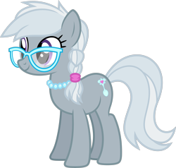 Size: 5910x5620 | Tagged: safe, artist:starryshineviolet, gameloft, silver spoon, earth pony, pony, g4, the last problem, absurd resolution, female, future, glasses, jewelry, mare, necklace, older, older silver spoon, pearl necklace, simple background, solo, transparent background, vector