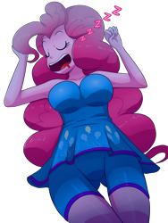 Size: 3080x4096 | Tagged: safe, artist:the-butch-x, edit, pinkie pie, human, equestria girls, g4, big breasts, breasts, busty pinkie pie, clothes, female, nightgown, onomatopoeia, pajamas, shorts, simple background, sleeping, snoring, solo, sound effects, transparent background, zzz