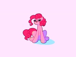 Size: 1600x1200 | Tagged: safe, artist:pertdegert, pinkie pie, earth pony, pony, g4, :3, :p, female, pink background, ponk, simple background, sitting, solo, tongue out