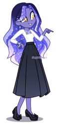 Size: 1096x2262 | Tagged: safe, artist:skyfallfrost, oc, oc only, oc:midnight dreamstar, human, equestria girls, g4, clothes, female, shirt, simple background, skirt, solo, transparent background