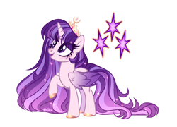 Size: 1280x922 | Tagged: safe, artist:afterglory, oc, oc only, alicorn, pony, alicorn oc, colored wings, female, gradient wings, horn, long mane, long tail, mare, offspring, parent:flash sentry, parent:twilight sparkle, parents:flashlight, raised hoof, simple background, solo, tail, transparent background, wings