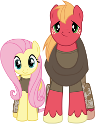 Size: 3328x4287 | Tagged: safe, anonymous artist, artist:edy_january, edit, vector edit, big macintosh, fluttershy, earth pony, pegasus, pony, g4, beloved, boyfriend and girlfriend, clothes, duo, female, free to use, looking at you, male, marine, marines, military, military pants, military uniform, ship:fluttermac, shipping, shirt, simple background, soldier, soldier pony, soldiers, stallion, straight, tank top, transparent background, uniform, vector, vector used