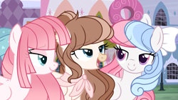 Size: 1927x1080 | Tagged: safe, artist:cstrawberrymilk, oc, oc only, oc:dawn lust, oc:strawberry dream, oc:strawberry milk, pegasus, pony, g4, bow, female, hair bow, mare