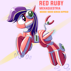 Size: 5000x5000 | Tagged: safe, artist:trackheadtherobopony, oc, oc:red ruby, pony, robot, robot pony, flying, prehensile tail, solo, tail
