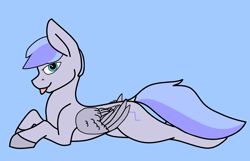 Size: 2956x1909 | Tagged: safe, alternate version, artist:dsksh, oc, oc only, oc:discoordination, pegasus, pony, :p, concave belly, folded wings, looking at you, lying, lying down, male, pegasus oc, prone, simple background, solo, stallion, tongue out, wings