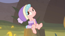 Size: 1920x1080 | Tagged: safe, edit, edited screencap, screencap, cozy glow, pegasus, pony, frenemies (episode), g4, belly, clothes, female, filly, foal, solo, stripping, undressing, winter outfit