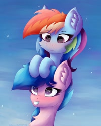 Size: 1586x1982 | Tagged: safe, artist:gaffy, firefly, rainbow dash, pegasus, pony, g1, g4, cheek fluff, chest fluff, ear fluff