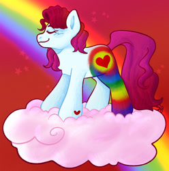 Size: 1735x1752 | Tagged: safe, artist:spaceoreosxoxo, dream drifter, earth pony, pony, g3, cloud, rainbow, redraw, solo