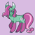 Size: 1080x1080 | Tagged: safe, artist:spaceoreosxoxo, minty, earth pony, pony, g3, alternate design, big ears, coat markings, colored eartips, colored hooves, eyeshadow, female, hoof polish, lavender background, makeup, mare, pink background, purple eyes, raised hoof, simple background, smiling, socks (coat markings), solo, standing, turned head