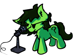 Size: 1408x1055 | Tagged: safe, artist:foxtrnal, oc, oc only, oc:filly anon, earth pony, pony, animated, digital art, female, filly, friday night funkin', gif, microphone, microphone stand, simple background, solo, standing, white background