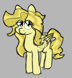 Size: 664x714 | Tagged: safe, artist:ayellowhorse, derpibooru exclusive, oc, oc only, oc:tavi, pegasus, pony, colored, eye clipping through hair, female, gray background, mare, pegasus oc, simple background, solo