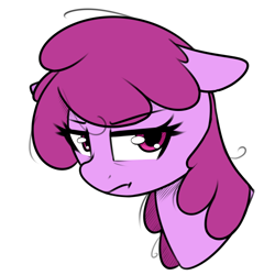 Size: 550x550 | Tagged: safe, artist:thebatfang, berry punch, berryshine, earth pony, pony, g4, bust, dishevelled, female, grumpy, mare, simple background, solo, transparent background