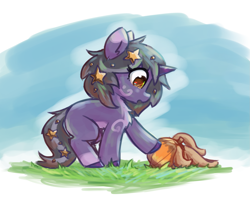 Size: 1685x1337 | Tagged: safe, artist:rivibaes, oc, oc:rivibaes, pony, unicorn, curious, female, filly, foal, fruit
