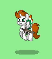 Size: 1280x1440 | Tagged: safe, oc, oc only, alicorn, pony, pony town, animated, floating, green background, ireland, nation ponies, ponified, shamrock, simple background, solo, sword, weapon