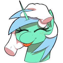 Size: 875x875 | Tagged: safe, artist:thebatfang, lyra heartstrings, human, pony, unicorn, g4, :p, ^^, disembodied hand, eyes closed, female, hand, human on pony petting, mare, numget, petting, simple background, smiling, solo, that pony sure does love hands, tongue out, transparent background