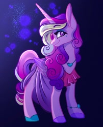 Size: 1576x1949 | Tagged: safe, artist:carouselunique, princess cadance, alicorn, pony, g4, neigh anything, clothes, cute, cutedance, dress, eyebrows, eyebrows visible through hair, female, heart, looking at you, mare, scene interpretation, smiling, solo