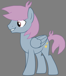 Size: 2664x3064 | Tagged: safe, artist:star polaris and friends, derpibooru exclusive, shining star, pegasus, pony, g4, base used, cute, gray background, headcanon, high res, male, older, older shining star, simple background, smiling, solo, spread wings, stallion, wings