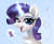 Size: 1976x1621 | Tagged: safe, artist:rtootb, rarity, pony, unicorn, g4, beautiful, big ears, big eyes, blue background, blue eyes, blushing, bust, curved horn, cute, eyelashes, eyeshadow, fanart, female, horn, looking at you, magic, makeup, mare, open mouth, portrait, sewing needle, shading, shoulders, simple background, solo, spool, telekinesis, thread