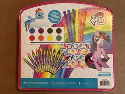 Size: 4032x3024 | Tagged: safe, applejack, fluttershy, pinkie pie, rainbow dash, rarity, twilight sparkle, g4, crayon, mane six, my little pony logo, sticker set, traditional art, watercolor painting