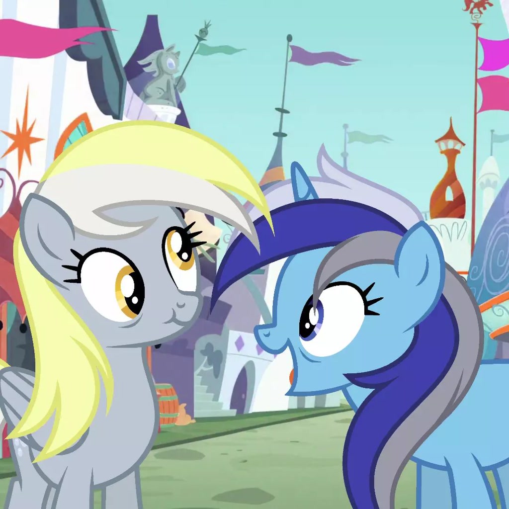 Safe Artist Minuette Derpy Hooves Minuette Pegasus Pony