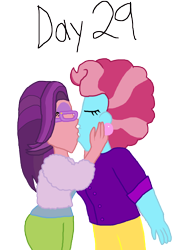 Size: 3000x4233 | Tagged: safe, artist:ktd1993, cup cake, spoiled rich, human, equestria girls, g4, alternate clothes, duo, female, fur coat, infidelity, kiss on the lips, kissing, lesbian, ship:spoiledcake, shipping, simple background, transparent background