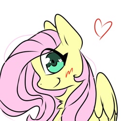 Size: 1080x1080 | Tagged: safe, artist:twiliset, fluttershy, pegasus, pony, g4, blushing, cute, female, heart, looking at you, mare, shyabetes, simple background, smiling, solo, starry eyes, white background, wingding eyes, wings