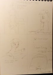 Size: 2213x3083 | Tagged: safe, artist:adamv20, oc, oc only, atg 2023, desk, high res, monitor, newbie artist training grounds, solo, traditional art
