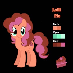 Size: 1500x1500 | Tagged: safe, artist:alona103z, oc, oc only, oc:lolli pie, earth pony, pony, base used, black background, female, mare, offspring, parent:cheese sandwich, parent:pinkie pie, parents:cheesepie, simple background, smiling, solo