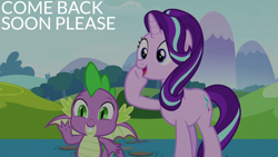 Size: 2000x1125 | Tagged: safe, edit, edited screencap, editor:quoterific, screencap, spike, starlight glimmer, dragon, pony, unicorn, a matter of principals, g4, winged spike, wings