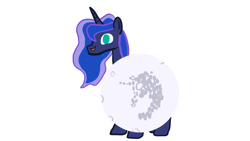 Size: 3840x2160 | Tagged: safe, artist:wissle, princess luna, alicorn, pony, g4, animated, atg 2023, clothes, costume, dancing, female, gif, happy, high res, mare, mare in the moon, moon, newbie artist training grounds, nightmare night costume, open mouth, silly, silly pony, simple background, smiling, solo, sound at source, white background, youtube link