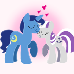 Size: 1400x1400 | Tagged: safe, artist:mlplary6, night light, twilight velvet, pony, unicorn, g4, duo, eyes closed, female, heart, husband and wife, love, male, mare, ship:nightvelvet, shipping, smiling, stallion, straight