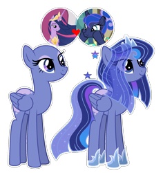 Size: 1528x1616 | Tagged: safe, artist:xxcheerupxxx, princess luna, twilight sparkle, alicorn, pegasus, pony, g4, the last problem, crown, female, jewelry, magical lesbian spawn, mare, offspring, older, older twilight, older twilight sparkle (alicorn), parent:princess luna, parent:twilight sparkle, parents:twiluna, princess twilight 2.0, regalia, simple background, transparent background, twilight sparkle (alicorn)