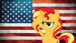 Size: 1192x670 | Tagged: safe, artist:thomasformerswars101, sunset shimmer, pony, unicorn, g4, 4th of july, american flag, american independence day, female, holiday, mare, patriotic, patriotism, solo