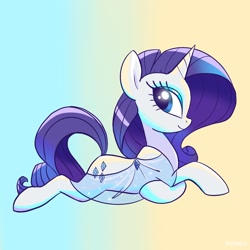 Size: 2048x2048 | Tagged: safe, artist:pfeffaroo, rarity, pony, unicorn, g4, clothes, draw me like one of your french girls, dress, female, gown, gradient background, high res, mare, see-through, smiling, solo