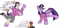 Size: 4096x1885 | Tagged: safe, artist:maximumeevee, twilight sparkle, alicorn, pony, g4, female, human to pony, male to female, mare, robert downey jr, simple background, transformation, transformation sequence, transgender transformation, twilight sparkle (alicorn), white background