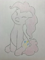 Size: 4032x3024 | Tagged: safe, artist:initials_eve, pinkie pie, earth pony, pony, g4, pencil drawing, sitting, solo, traditional art