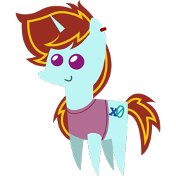 Size: 601x601 | Tagged: safe, artist:scarlet-quiver, oc, oc only, oc:exodust, pony, unicorn, commission, ear piercing, earring, horn, jewelry, male, piercing, pointy ponies, purple eyes, red hair, simple background, smiling, solo, stallion, striped mane, striped tail, tail, transparent background, unicorn oc