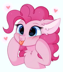 Size: 3000x3435 | Tagged: safe, artist:pesty_skillengton, pinkie pie, earth pony, pony, g4, :p, ear fluff, female, heart, heart eyes, high res, mare, simple background, sketch, smiling, solo, tongue out, white background, wingding eyes