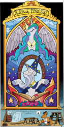 Size: 978x1940 | Tagged: safe, idw, official comic, princess celestia, star swirl the bearded, alicorn, earth pony, pony, unicorn, g4, spoiler:comic, spoiler:comic18, comic, male, paintbrush, preview, stained glass, stallion, unnamed character, unnamed pony