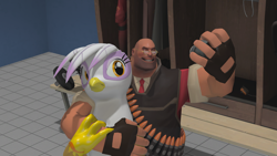 Size: 3456x1944 | Tagged: safe, gilda, griffon, g4, 3d, angry, camera, gmod, heavy (tf2), selfie, team fortress 2