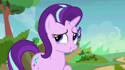 Size: 1280x720 | Tagged: safe, screencap, starlight glimmer, pony, unicorn, g4, season 7, to change a changeling, female, grin, mare, sheepish grin, smiling, solo