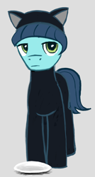 Size: 1034x1930 | Tagged: safe, artist:catachromatic, lonely hearts, earth pony, pony, g4, animal costume, cat costume, clothes, costume, male, paul mccartney, ponified, ponified photo, saucer, solo, stallion, the beatles