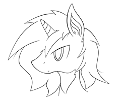 Size: 2296x1832 | Tagged: safe, artist:star flame, oc, oc only, oc:star flame, pony, unicorn, black and white, grayscale, lineart, male, monochrome, simple background, solo, white background