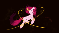 Size: 3840x2160 | Tagged: safe, artist:leoliu0491, oc, pony, unicorn, eyes closed, female, floating, high res, magic, mare, simple background, smiling