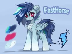 Size: 4096x3060 | Tagged: safe, artist:jfrxd, oc, oc only, pegasus, pony, abstract background, chest fluff, commission, fluffy, freckles, looking at you, multicolored hair, pegasus oc, smiling, solo