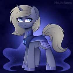 Size: 4000x4000 | Tagged: safe, artist:madelinne, oc, oc only, oc:silver smith, pony, unicorn, armor, armored pony, blue eyes, female, grey hair, guardsmare, mare, royal guard, solo