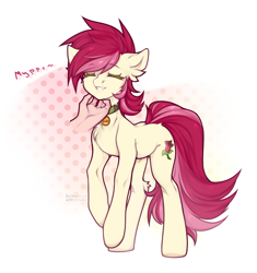 Size: 1159x1232 | Tagged: safe, artist:hennessi, roseluck, earth pony, human, pony, g4, behaving like a cat, collar, commission, commissioner:doom9454, cute, cyrillic, fluffy, hand, human on pony petting, petting, pony pet, purring, rosabetes, rosepet, russian, teeth, translated in the description