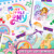 Size: 3000x3000 | Tagged: safe, applejack (g1), blossom, blue belle, butterscotch (g1), cotton candy (g1), firefly, minty (g1), snuzzle, earth pony, pegasus, pony, g1, official, 40th anniversary, album cover, cloud, dream castle, dream valley, female, flower, high res, lofi, mare, my little pony logo, paper, photo, rainbow, sun, text