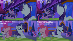 Size: 2000x1125 | Tagged: safe, edit, edited screencap, editor:quoterific, screencap, pinkie pie, rarity, twilight sparkle, earth pony, pony, unicorn, a canterlot wedding, g4, drinking, unicorn twilight