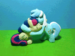 Size: 1200x900 | Tagged: safe, artist:malte279, bon bon, lyra heartstrings, sweetie drops, earth pony, pony, unicorn, g4, animated, autoclaved aerated concrete, carving, craft, female, gif, hug, irl, lesbian, photo, record, rotation, sculpture, ship:lyrabon, shipping, ytong